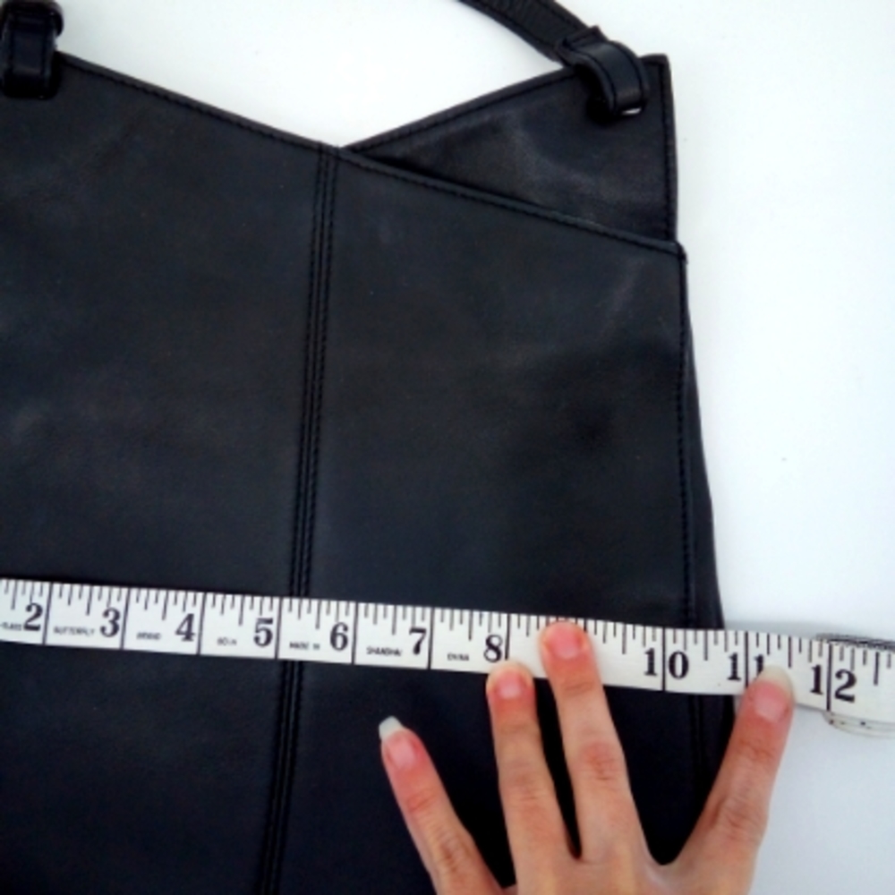Vintage Leather Co. Liz Claiborne Black Genuine Leather Shoulder Bag Work VTG - Picture 11 of 15